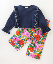 Load image into Gallery viewer, Frilled Top with Floral Palazzo Set