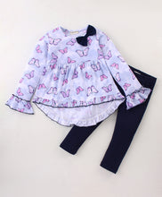 Load image into Gallery viewer, Butterfly Print Frilled Top Leggings Set