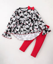 Load image into Gallery viewer, Puppy Print Frilled Top Leggings Set