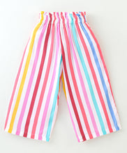 Load image into Gallery viewer, Solid Frilled Top and Striped Belted Palazzo Set