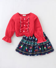 Load image into Gallery viewer, Front Frilled Top Jacquard Skirt Set