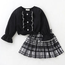 Load image into Gallery viewer, Front Frilled Top Checkered Skirt Set
