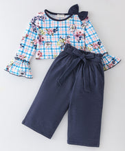 Load image into Gallery viewer, Floral Check Frilled Top Palazzo Set