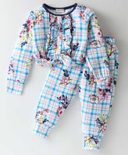 Load image into Gallery viewer, Floral Checkered Frill Top Jogger Set