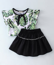 Load image into Gallery viewer, Leaves Printed Frilled Top Skirt Set
