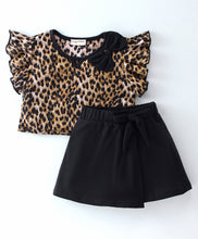 Load image into Gallery viewer, Animal Print Frilled Top Flapped Short Set
