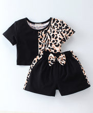 Load image into Gallery viewer, Animal Print Color Block Top Short Set
