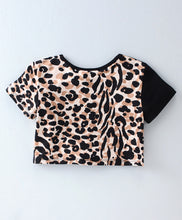 Load image into Gallery viewer, Animal Print Color Block Top Short Set