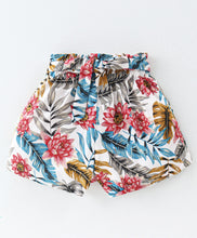 Load image into Gallery viewer, Solid Frilled Top Floral Belted Short Set

