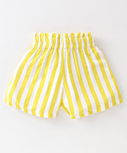 Load image into Gallery viewer, Solid Frilled Top Striped Belted Short Set
