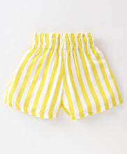 Load image into Gallery viewer, Solid Frilled Top Striped Belted Short Set
