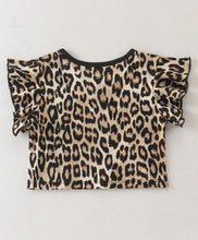 Load image into Gallery viewer, Animal Print Frilled Crop Top Flapped Short Set
