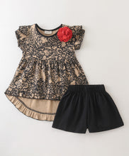 Load image into Gallery viewer, Floral Frilled High Low Top Short Set