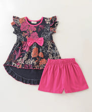 Load image into Gallery viewer, Floral Frilled High Low Top Short Set