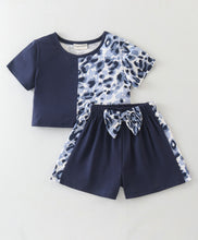 Load image into Gallery viewer, Animal Print Color Block Crop Top Short Set