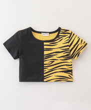 Load image into Gallery viewer, Animal Print Color Block Crop Top Short Set