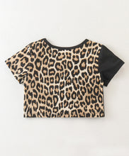 Load image into Gallery viewer, Leopard Print Color Block Crop Top Short Set