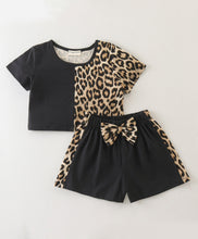 Load image into Gallery viewer, Leopard Print Color Block Crop Top Short Set