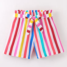Load image into Gallery viewer, Striped Printed Belted Shorts - Multicolor
