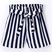Load image into Gallery viewer, Striped Printed Belted Shorts - Navy