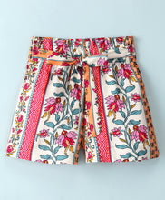 Load image into Gallery viewer, Floral Jacquard Printed Belted Shorts
