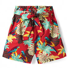 Load image into Gallery viewer, Floral Printed Bow Belt Cotton Shorts