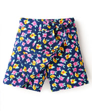 Load image into Gallery viewer, Floral Printed with Bow Applique Skorts - Navy