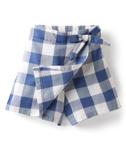 Load image into Gallery viewer, Checkered Printed with Bow Applique Skorts - Blue
