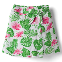 Load image into Gallery viewer, Floral Printed Woven Bow Applique Skort