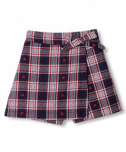 Load image into Gallery viewer, Cotton Checkered with Hearts Bow Applique Skort