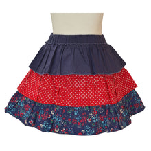 Load image into Gallery viewer, Navy Floral Print Tiered Skirt