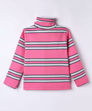 Load image into Gallery viewer, Cotton Elastane Knit Striped Full Sleeves Turtle Neck Tshirt