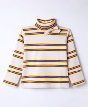 Load image into Gallery viewer, Cotton Elastane Knit Striped Full Sleeves Turtle Neck Tshirt