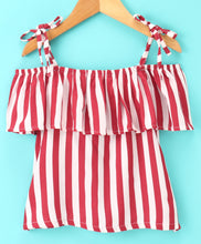 Load image into Gallery viewer, Striped Frilled Open Strap Top