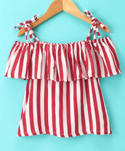 Load image into Gallery viewer, Striped Frilled Open Strap Top