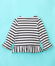 Load image into Gallery viewer, Striped Printed with Frill Full Sleeves Top
