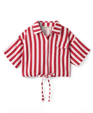 Load image into Gallery viewer, Striped Printed Half Sleeves Crop Shirt