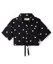 Load image into Gallery viewer, Polka Printed Half Sleeves Crop Shirt
