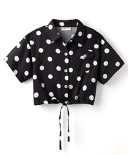 Load image into Gallery viewer, Woven Polka Printed with Knot Short Sleeves Top