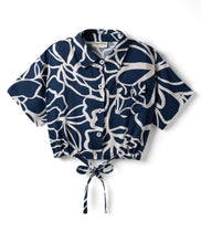 Load image into Gallery viewer, Woven Floral Printed with Knot Short Sleeves Top