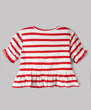 Load image into Gallery viewer, Cotton Frilled and Striped Half Sleeves Top