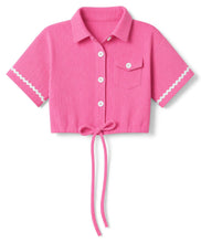 Load image into Gallery viewer, Textured Fabric with Knot and Lace Detailing Top