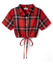 Load image into Gallery viewer, Checkered Half Sleeves Shirt Top - Red