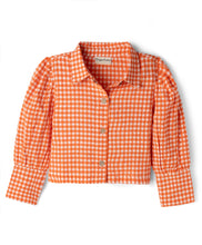 Load image into Gallery viewer, Cotton Checkered Full Sleeves Shirt Top - Orange