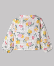 Load image into Gallery viewer, Cotton Floral Printed Frilled Full Sleeves Top - Offwhite