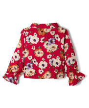 Load image into Gallery viewer, Floral Printed Frilled Full Sleeves Top - Magenta