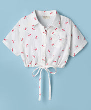 Load image into Gallery viewer, Double Cloth Fabric Cotton Cherry Printed Top - Offwhite