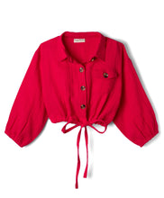 Load image into Gallery viewer, Double Cloth Fabric Cotton Solid Knotted Top - Magenta