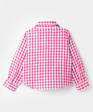 Load image into Gallery viewer, Cotton Seer Sucker Checkered Collared Top with Bow