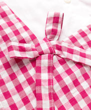 Load image into Gallery viewer, Cotton Seer Sucker Checkered Collared Top with Bow